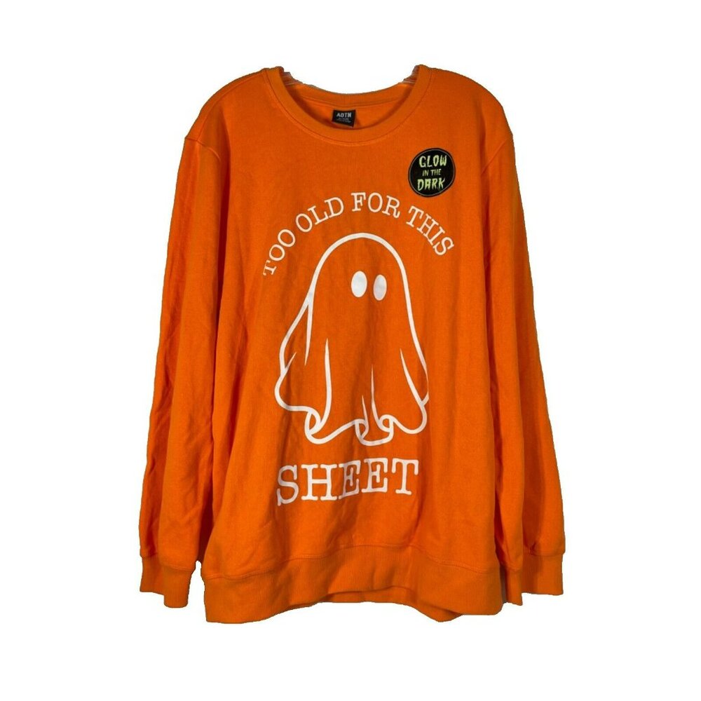ADTN Mens Sweatshirt TOO OLD FOR THIS SHEET Ghost Glow In The Dark XL